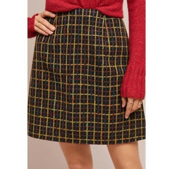 Anthropologie Hutch Windowpane Mini Skirt Black Motif Small - Picture 6 of 7